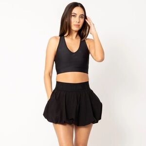 Eugenia Kim Serena Bubble Tennis Skirt Black Built-In Shorts Athletic S